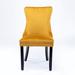 House of Hampton® Wing-Back Dining Chair w/ Backstitching Nailhead Trim & Solid Wood Legs Wood/Upholstered/Velvet in Yellow | Wayfair