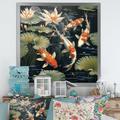 Bay Isle Home™ Lotus & Koi Fish Depict The Purity On Canvas Print Canvas, Cotton in Orange | 24 H x 24 W x 1 D in | Wayfair