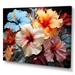 Bay Isle Home™ Hibiscus Flowers Blooming - Print on Canvas Metal in Blue/Orange | 16 H x 32 W x 1 D in | Wayfair A50A6424178F4ABF9A1D0C5AD6F339F7