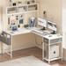 Ivy Bronx Melia L-Shaped Gaming Desk w/ Hutch Wood/Metal in White | 59.9 H x 55.1 W x 19.7 D in | Wayfair 20F49AEC86574AA9A31D66CF92CFD50B