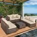 Latitude Run® 7 Piece Sectional Seating Group w/ Cushions Plastic/Metal in Black | 27.6 H x 84.6 W x 29.5 D in | Outdoor Furniture | Wayfair