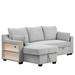 Gray Sectional - Latitude Run® 90" Pull Out Sleeper Sofa L-Shaped Couch Convertible Sofa Bed w/ Storage Chaise | Wayfair