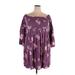 Torrid Casual Dress - A-Line Boatneck 3/4 sleeves: Purple Floral Dresses - Women's Size 2X Plus