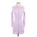 LA Hearts Casual Dress - Shirtdress High Neck Long sleeves: Purple Print Dresses - Women's Size X-Small