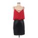 Guess Casual Dress - Mini V Neck Sleeveless: Red Solid Dresses - Women's Size Medium