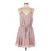 Aqua Casual Dress - Mini Plunge Sleeveless: Pink Dresses - Women's Size Medium