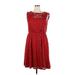 Lauren Conrad Cocktail Dress - Party Crew Neck Sleeveless: Red Print Dresses - Women's Size X-Large