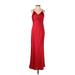 Zara Cocktail Dress - Formal V-Neck Sleeveless: Red Print Dresses - Women's Size Small