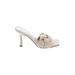 Marc Fisher Mule/Clog: Slip-on Stiletto Cocktail Ivory Print Shoes - Women's Size 8 - Open Toe