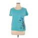 Croft & Barrow Short Sleeve T-Shirt: Teal Floral Tops - Women's Size X-Large