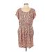 H&M Casual Dress - Mini Scoop Neck Short sleeves: Brown Snake Print Dresses - Women's Size Large