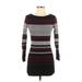 White House Black Market Casual Dress - Sweater Dress Crew Neck Long sleeves: Burgundy Color Block Dresses - Women's Size X-Small