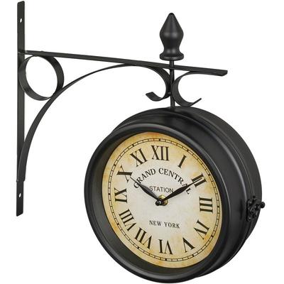 Bahnhofsuhr doppelseitig, New York, Retro, hbt 33 x 34 x 10cm, Batterie, analog, Wanduhr Vintage Image