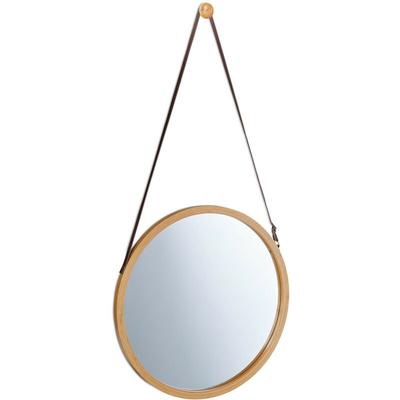 Hängespiegel rund, verstellbarer Riemen, Rahmen aus Bambus, modern, Flur, Bad & Gäste wc, ∅: 38 cm, Image