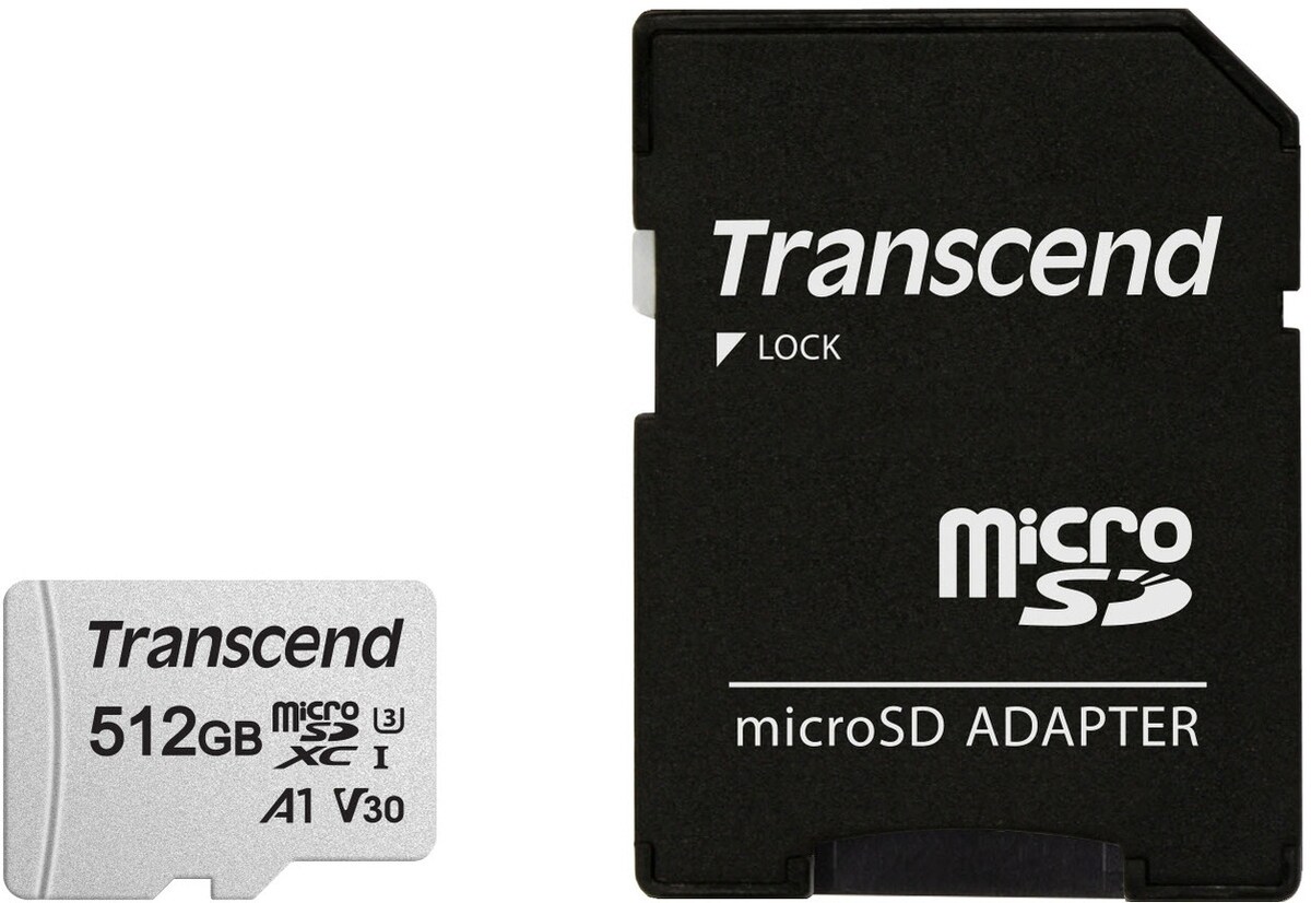Transcend 512GB microSD w/ adapter UHS-I U3 A1 Image