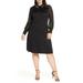 Embellished Collar Sheer Sleeve Sweater Cotton Blend Dress