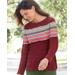 Blair Women's Striped-Yoke Bateau-Neck Tee - Red - 3X - Womens