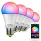 6pcs 4pcs 2pcs10W WiFi Smart LED Light Bulb Work with Alexa Google Dimmable A19 A60 E26 E27 RGBCCT Color Changing No Hub Required