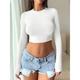 T shirt Tee Crop Women's Black White Brown Solid Color Crop Top Street Daily Fashion Round Neck Skinny S