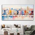 Hand painted Modern Wall Art Modern City Landscape Canvas Oil Painting Figures Colourful Artwork Abstract Aesthetic Picture Home Decor No Frame