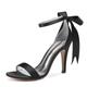 Women's Wedding Shoes Lace Up Sandals Strappy Sandals Bridal Shoes Tassel Stiletto Round Toe British Satin Lace-up Silver Black White