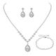 Bridesmaid Ball Clothing Water Diamond Jewelry Set Bridal Wedding Metal Zircon Water Drop Wave Necklace Earrings Bracelet