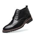 Men's Boots Brogue Dress Shoes Lug Sole Walking Casual Daily Leather Comfortable Booties / Ankle Boots Loafer Black Yellow Brown Spring Fall