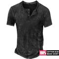 Men's Henley Shirt 100% Cotton Acid Wash Shirt Plain Henley Casual Daily Wear Short Sleeve Button Clothing Apparel 100% Cotton Designer Comfortable
