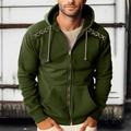 Men's Hoodie Zip Up Hoodies Black Army Green Navy Blue Hooded Plain Lace up Sports Outdoor Daily Holiday Streetwear Cool Casual Spring Fall Clothing Apparel Hoodies Sweatshirts
