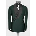 Champagne Dark Navy Dark Green Men's Wedding Prom Suits Solid Colored 2 Piece Daily Lightweight Casual Tailored Fit Double Breasted Two-buttons 2024