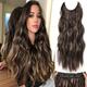 Halo Hair Extensions 20 Inch Invisible Wire Long Wavy Dark Brown Hair Extensions for Women Adjustable Size Hairpiece 4 Clips in Hair Extension