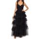 Ball Gown Prom Dresses Tiered Plisse Dress Masquerade Prom Floor Length Sleeveless Sweetheart Tulle Ladder Back with Pure Color 2024
