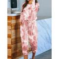 Women's Sweatshirt Tracksuit Pants Sets Tie Dye Casual Daily Wine Red Blue Print Long Sleeve Active Sports Round Neck Regular Fit Spring Fall