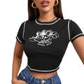 t-shirt femme crop top tee y2k style pattern street style top pour adultes e fille graphique impression t shirt kawaii manches courtes encolure dégagée tee top fille vêtements d'été