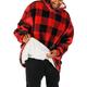 Men's Pajamas Nightgown Wearable Blanket Hoodie Blanket Pure Color Fashion Simple Plush Home Polyester Warm Breathable Hoodie Long Robe Pocket Hoodie Winter Black Red Red / Flannel