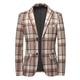 Men's Plaid Classic Blazer Plus Size Regular Standard Fit Checkered Single Breasted Two-buttons Blue khaki Grey 2024