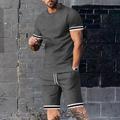 Men's T-shirt Suits Shorts and T Shirt Set 2 Pieces Outfits Color Block Stripes Crew Neck Daily Wear Vacation Short Sleeve 2 Piece Clothing Apparel Fashion Casual