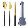 Cutlery Set 3Pcs/Set Silverware Cutlery with Guitar Box Dinnerware Spoon Fork Chopsticks Set Travel Tableware