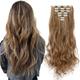 1PC Women's Girls' Hair Extensions Double Weft Full Head Deep Wave Hair Pieces 16 Clips 24 Inch Wavy Curly Full Head Clip in on Double Weft Hair Extensions