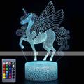 Unicorn 3D Night Light for Kids Illusion Lamp Kids 16 Colors Changing Lamp Smart Touch Remote Control Party Supplies as Birthday Xmas Gift Idea for Girls Boys