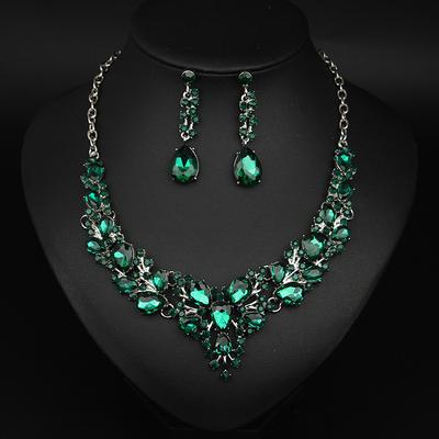 Jewelry Set 3pcs Glass Alloy 1 Necklace Earrings Women's Elegant Vintage Fashion Geometrical Geometric Jewelry Set For Wedding Party Wedding Guest
