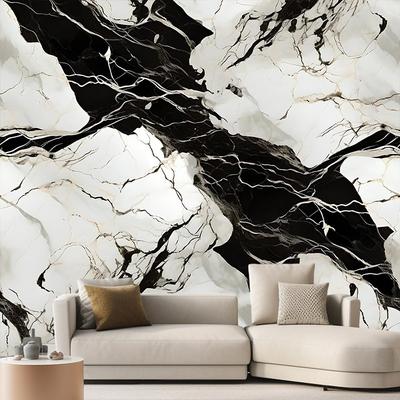 Cool Wallpapers Black and White Wallpaper Wall Mural Marble Roll Peel and Stick Removable PVC/Vinyl Material Self Adhesive/Adhesive Required Wall Decor for Living Room Kitchen Bathroom