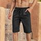 Men's Linen Shorts Summer Shorts Beach Shorts Pocket Drawstring Elastic Waist Plain Comfort Breathable Short Holiday Vacation Beach Hawaiian Boho Black Army Green