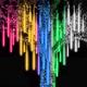 Christmas Lights Outdoor Meteor Shower Lights Falling Star Lights 30cm/50cm/80cm 8 Tubes LED Icicle Snow Lights Raindrop Lights for Xmas Tree Halloween Holiday Party Decoration