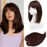 14Inch Hair Topper for Women With Thinning Hair Wiglets Toppers for Thinning Hair With Bangs Big Base Cover Synthetic Hair Topper Clip-in Hair Pieces Dark Brown