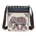 Women's Crossbody Bag Shoulder Bag Hobo Bag Polyester Daily Holiday Zipper Large Capacity Lightweight Durable Geometric Cat Folk [Small Size]Couple Cat [Trumpet] Yellow Elephant [Trumpet] Blue