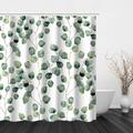 Shower Curtain with Hooks,Floral Plant Bright Green Watercolor Leaves on The Top Plant with Floral Bathroom Decoration Inch with Hooks