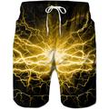 Men's Board Shorts Swim Shorts Swim Trunks Beach Shorts Drawstring with Mesh lining Elastic Waist Lightning Graphic Prints Quick Dry Short Casual Daily Holiday Boho Hawaiian Black Yellow Micro-elastic