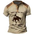 Don't Be All Hat and No Cowboy Men's Vintage Street Style 3D Print T shirt Tee Henley Shirt Sports Outdoor Holiday Going out T shirt Khaki Army Green Dark Blue Short Sleeve Henley Shirt Spring Summe