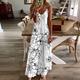 Women's Casual Dress Summer Dress Floral Graphic Print Strap Long Dress Maxi Dress Streetwear Street Holiday Sleeveless Regular Fit Black White Cream Summer S M L XL 2XL